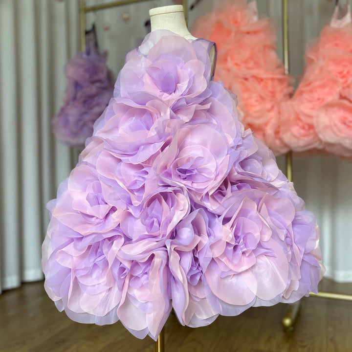 DreamyVow Luxury Arabic Elegant Lilac Girl Dress Flowers Princess Kids Wedding Birthday Party Ball Gown First Communion J223-DreamyVow