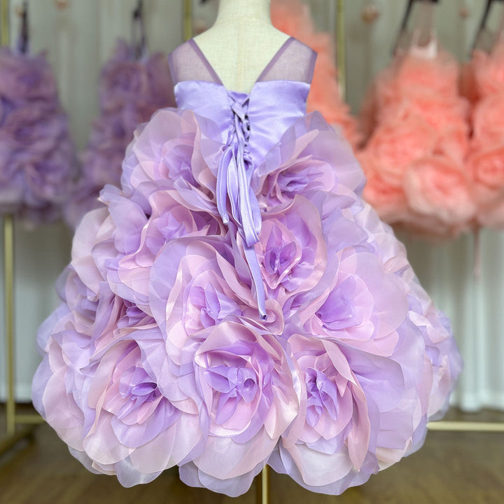 DreamyVow Luxury Arabic Elegant Lilac Girl Dress Flowers Princess Kids Wedding Birthday Party Ball Gown First Communion J223-DreamyVow