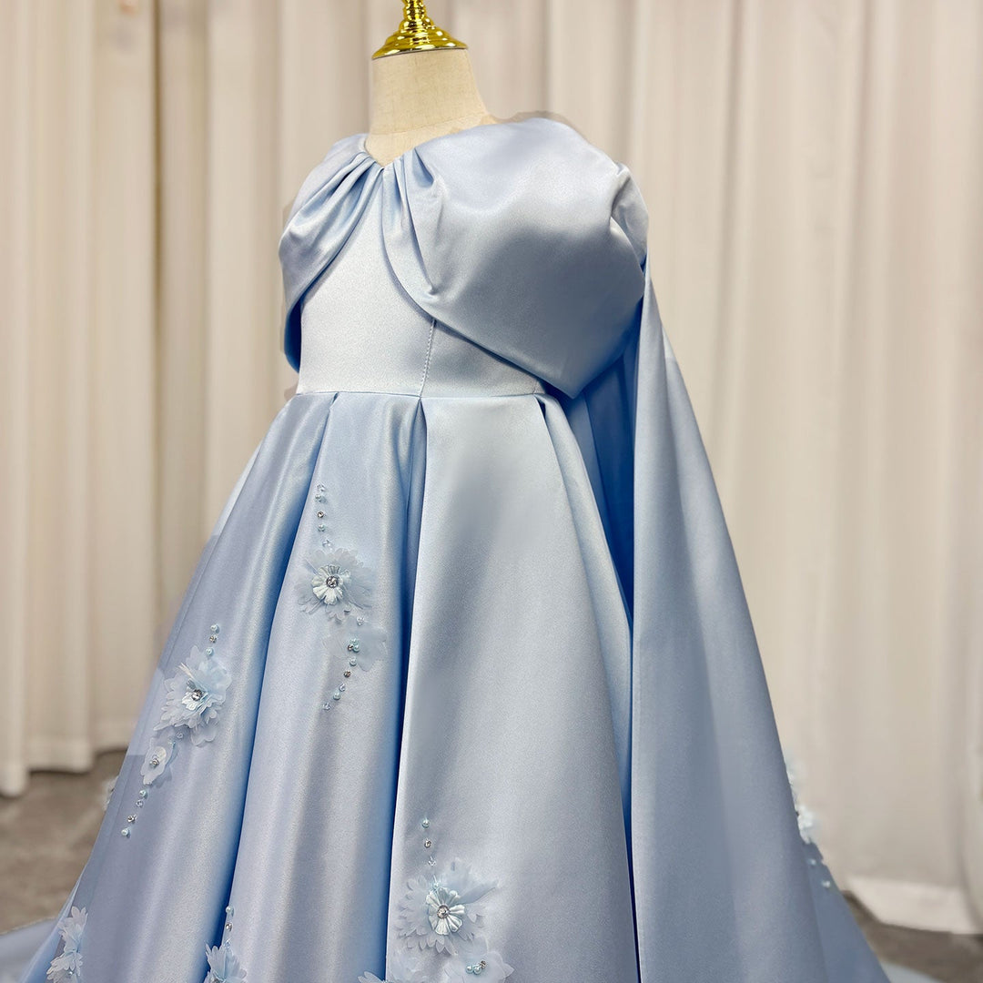 DreamyVow Luxury Blue Dubai Girl Dress Beaded Crystal Arabic Princess Kids Wedding Birthday Party Ball Gown Communion 2024 J379-DreamyVow