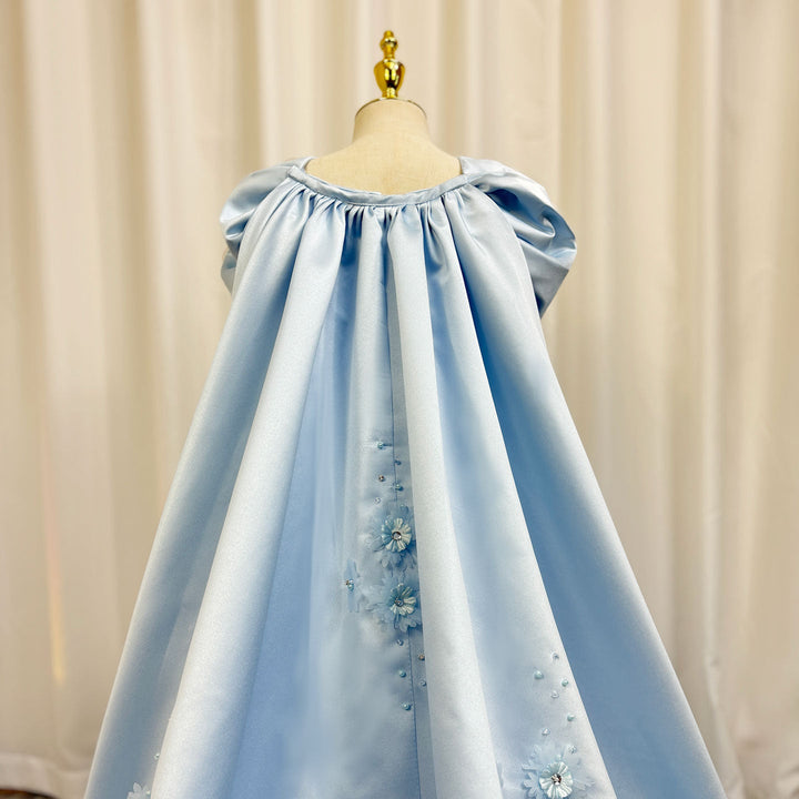 DreamyVow Luxury Blue Dubai Girl Dress Beaded Crystal Arabic Princess Kids Wedding Birthday Party Ball Gown Communion 2024 J379-DreamyVow