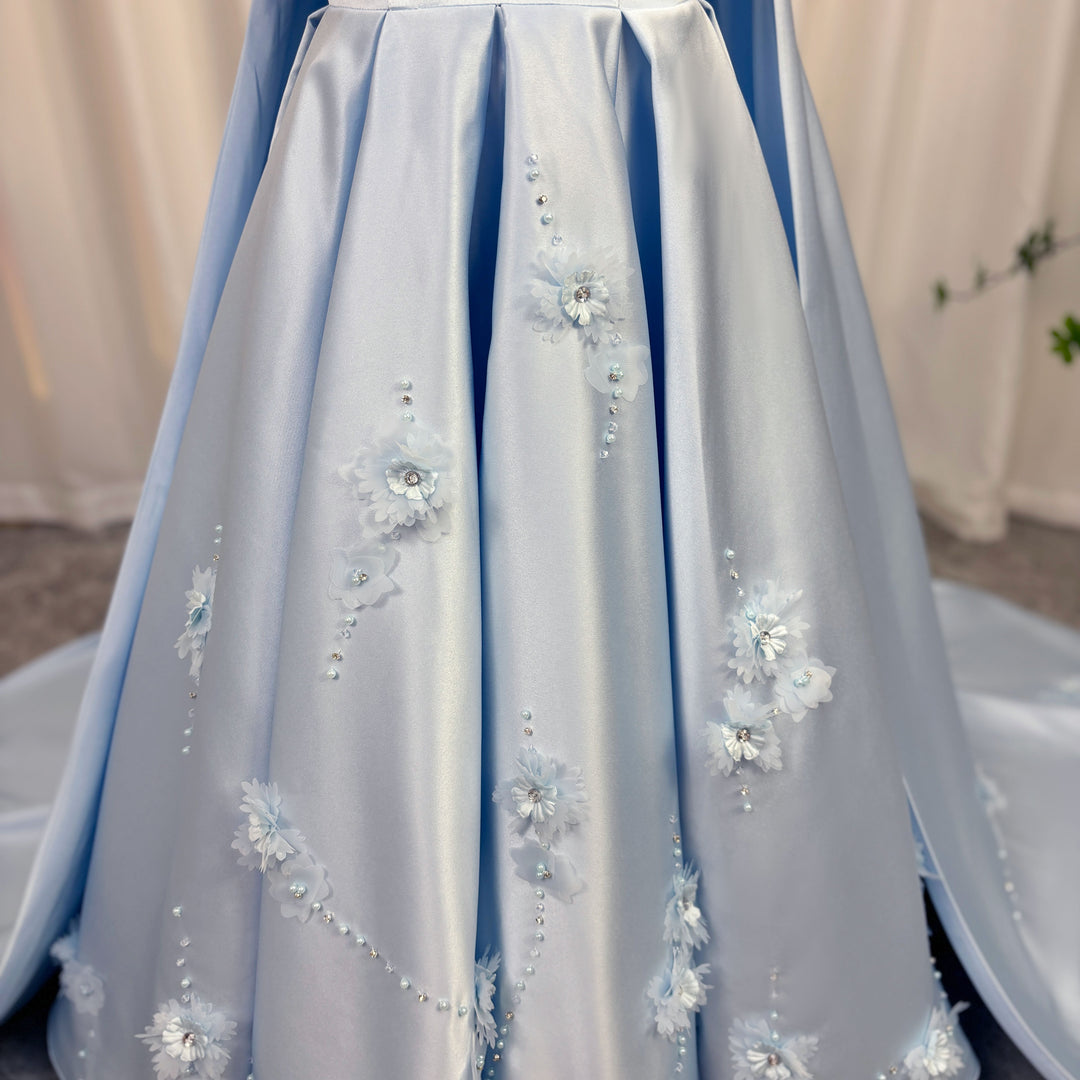 DreamyVow Luxury Blue Dubai Girl Dress Beaded Crystal Arabic Princess Kids Wedding Birthday Party Ball Gown Communion 2024 J379-DreamyVow