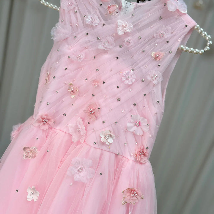 DreamyVow Luxury Dubai Blush Flower Girl Dress Pearls Princess Kids Wedding Birthday Party Evening Gown Communion 2024 J200-DreamyVow