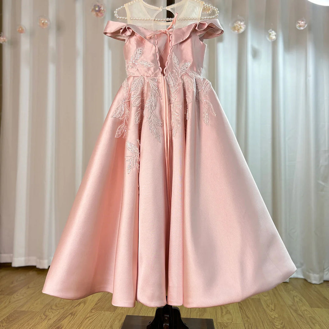 Pink and grey flower girl dresses best sale