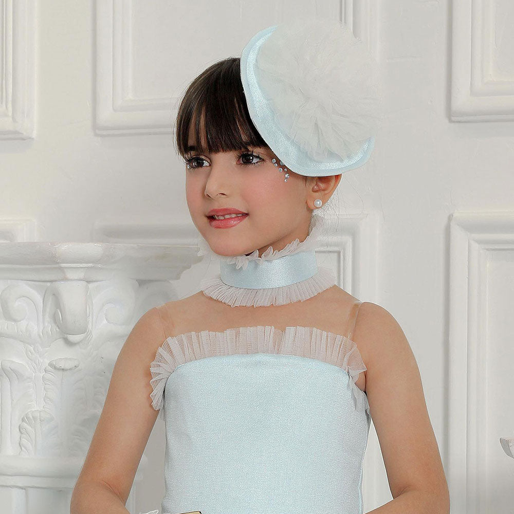 DreamyVow Luxury Sky Blue Arabric Girl Dress with Headgear Kids Princess Birthday Wedding Party Children Holiday Gown 2024 J194-DreamyVow