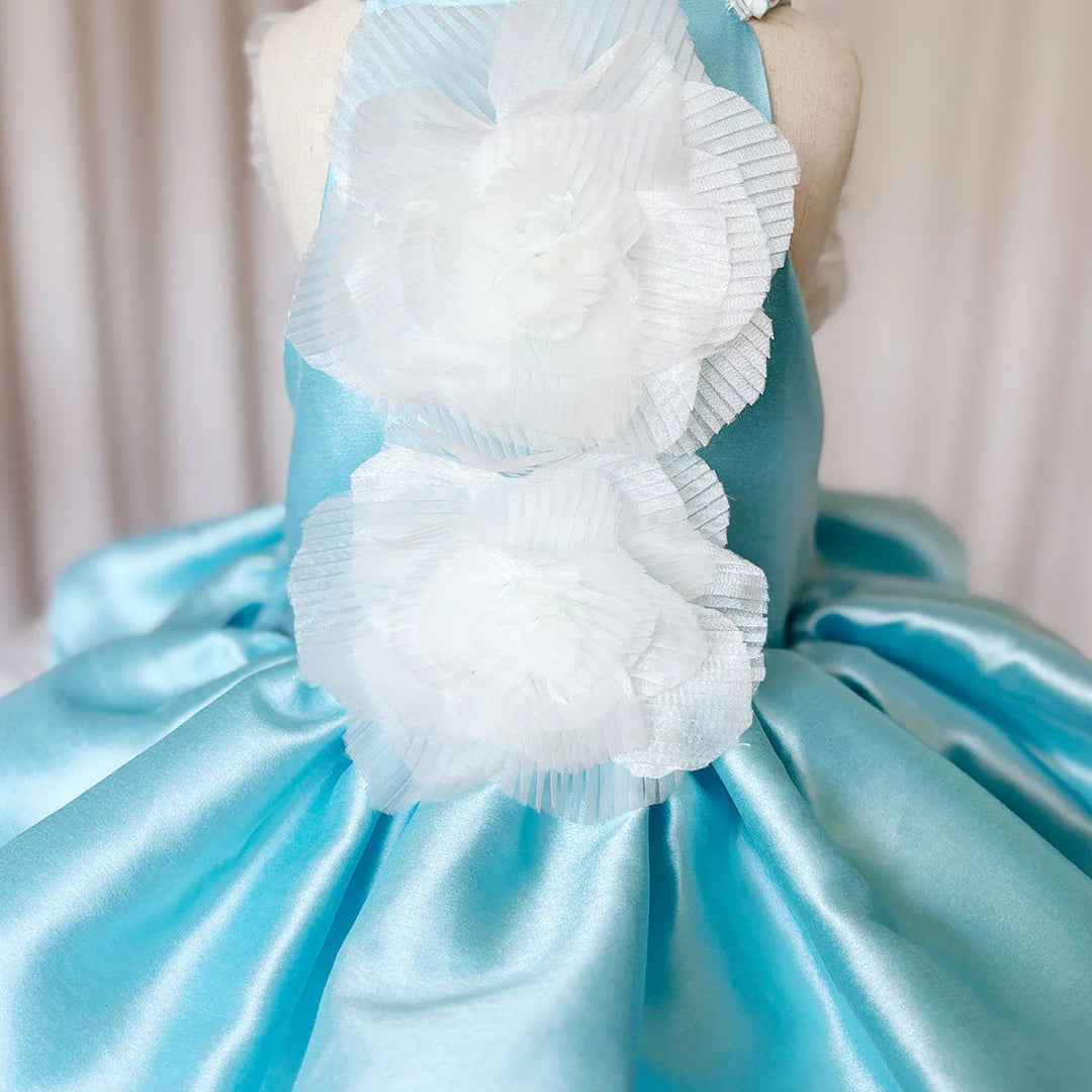 DreamyVow Luxury Sky Blue Girl Dress Pearls Baby Kids Princess Birthday Wedding Party Children Holy Communion Gown 2024 J027-DreamyVow