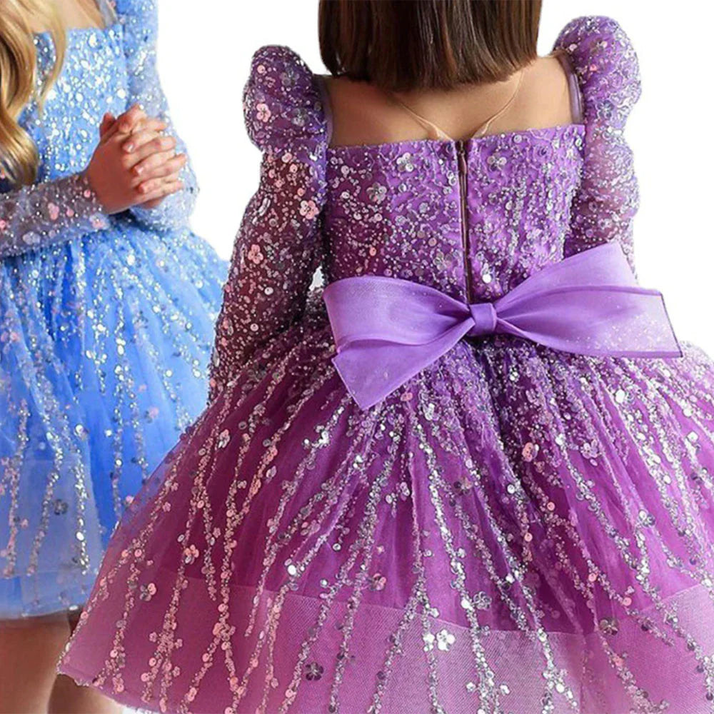 DreamyVow Sparkly Arabic Girl Dress Beading Purple Baby Kids Princess Birthday Wedding Party Children Holiday Gown 2024 J204-DreamyVow