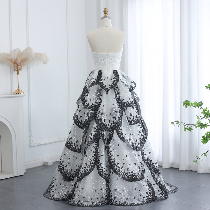 Luxury Black and White Ball Gown Dubai Evening Dress SS290