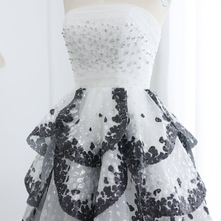 Luxury Black and White Ball Gown Dubai Evening Dress SS290