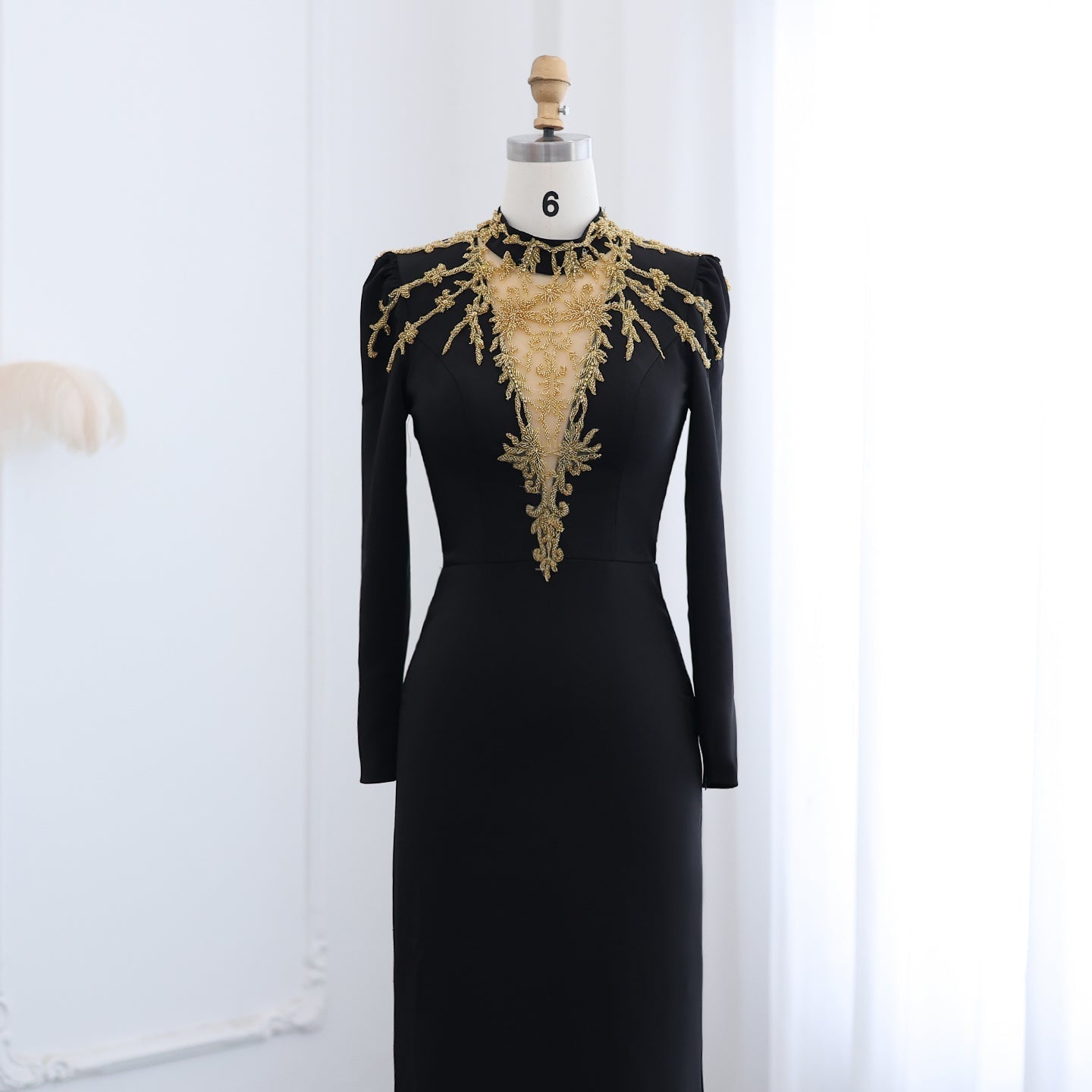 Black beaded dress with sleeves fashion