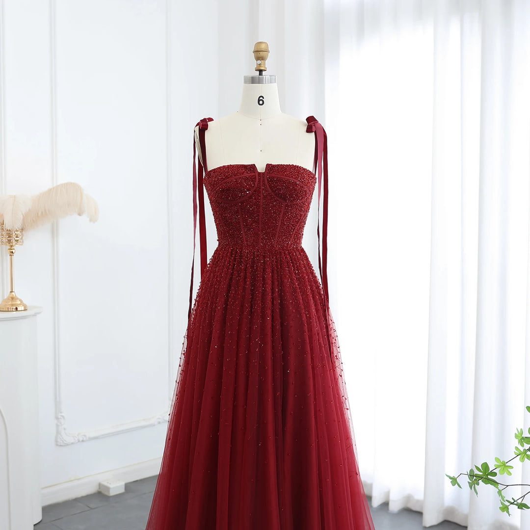 Luxury Wine Red Pink Dubai Evening Dresses Women Arabic Wedding Party Gown SS263