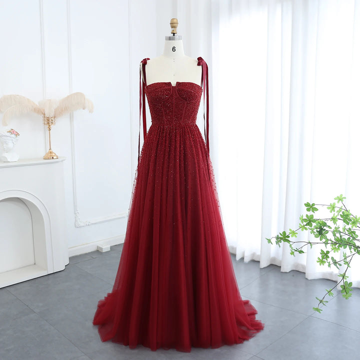 Luxury Wine Red Pink Dubai Evening Dresses Women Arabic Wedding Party Gown SS263