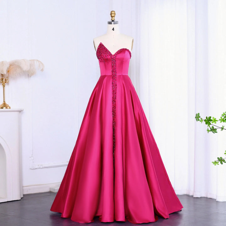 Dreamy Vow Elegant Orange Satin Arabic Evening Dress 2023 Luxury Dubai Crystal Side Slit Black Women Wedding Party Gowns SS364