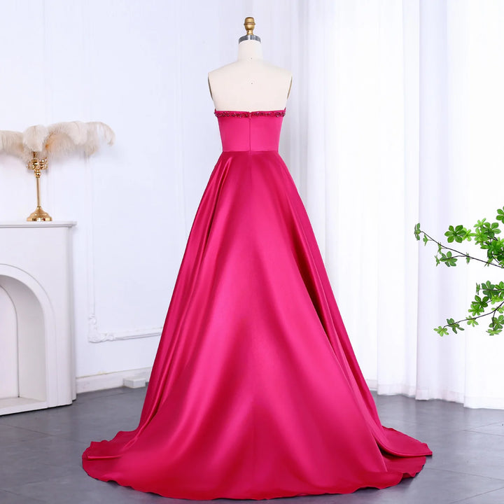 Dreamy Vow Elegant Orange Satin Arabic Evening Dress 2023 Luxury Dubai Crystal Side Slit Black Women Wedding Party Gowns SS364