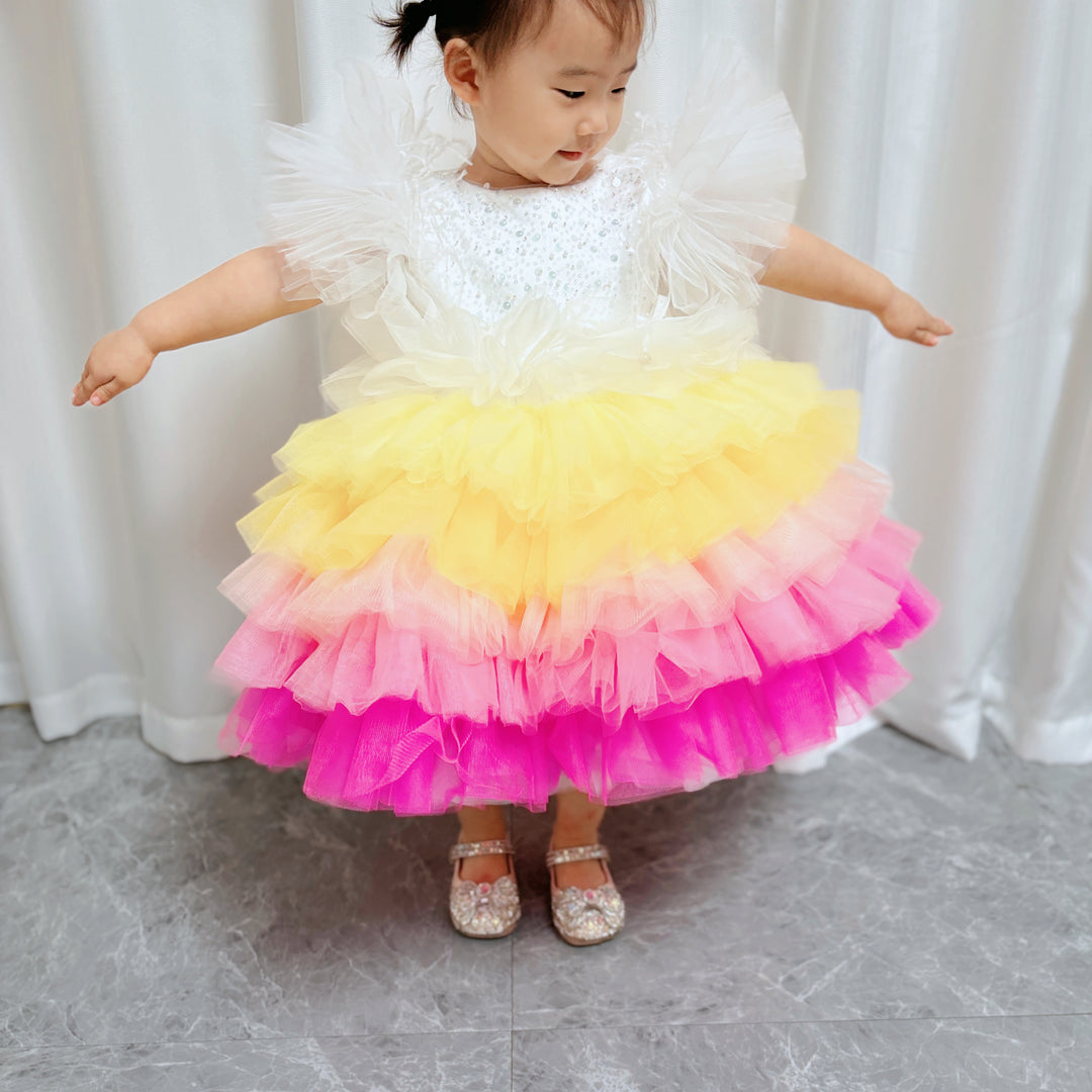 DreamyVow Floral Sequin Knee Length Baby Birthday Girl Dress J275