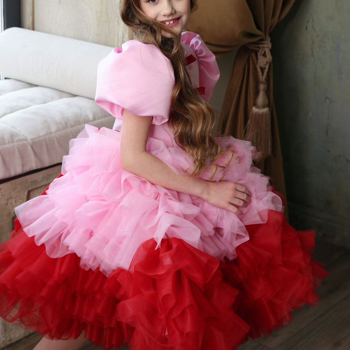 DreamyVow Elegant Red Girl Dress Sage Green for Princess Kids Birthday Wedding Party GownJ155