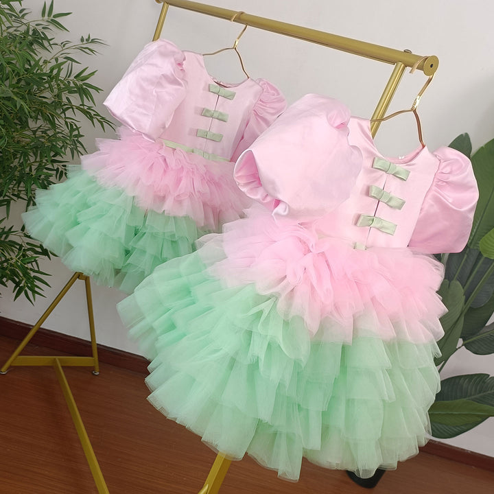 DreamyVow Elegant Red Girl Dress Sage Green for Princess Kids Birthday Wedding Party GownJ155