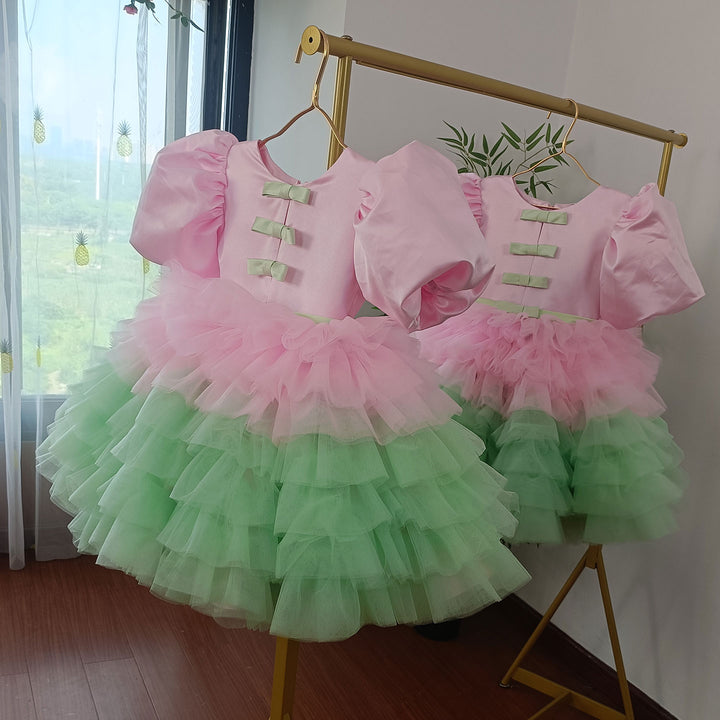 DreamyVow Elegant Red Girl Dress Sage Green for Princess Kids Birthday Wedding Party GownJ155