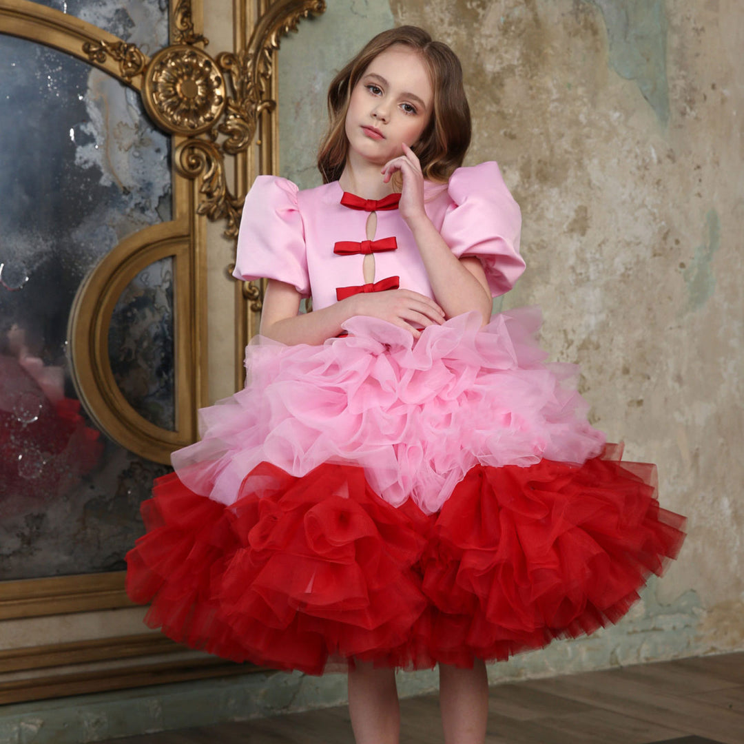 DreamyVow Elegant Red Girl Dress Sage Green for Princess Kids Birthday Wedding Party GownJ155