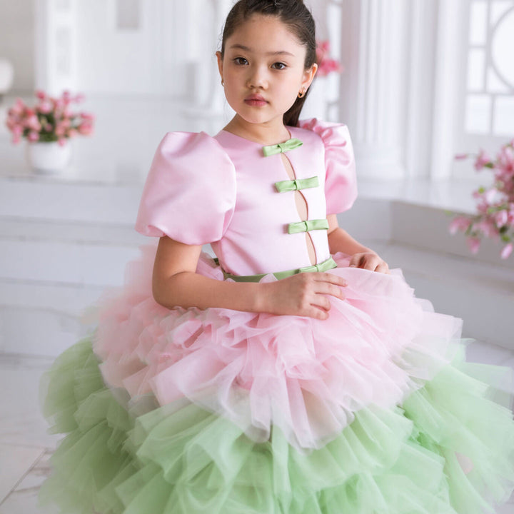 DreamyVow Elegant Red Girl Dress Sage Green for Princess Kids Birthday Wedding Party GownJ155