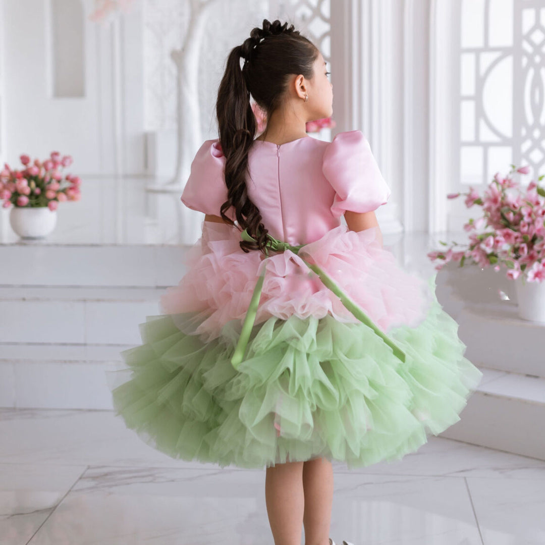 DreamyVow Elegant Red Girl Dress Sage Green for Princess Kids Birthday Wedding Party GownJ155