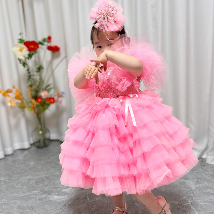 DreamyVow Floral Sequin Knee Length Baby Birthday Girl Dress J275