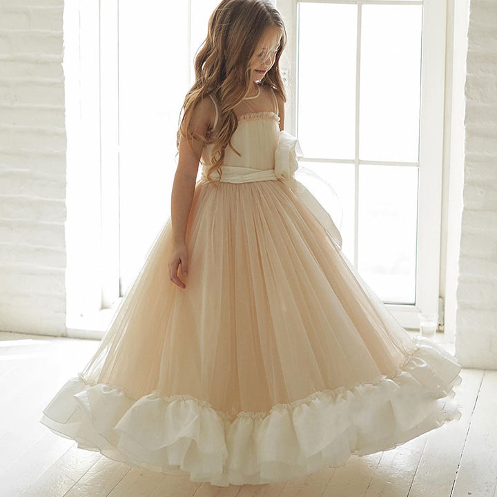 DreamyVow Elegant Beige Girl Dress Princess for Birthday Wedding Party J101