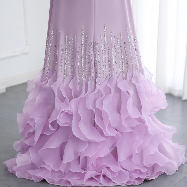 Luxury Lilac Ruffles Dubai Evening Dresses for Wedding Party Dresses SS579