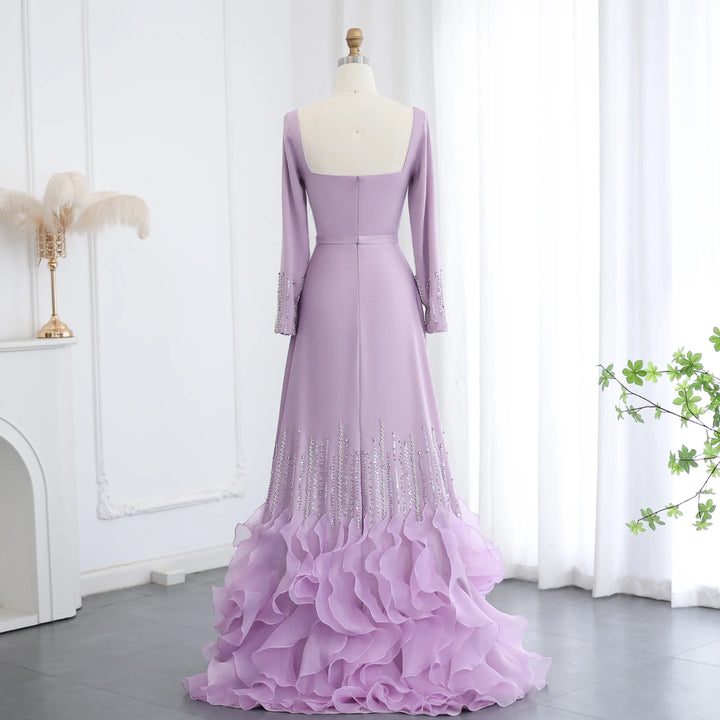 Luxury Lilac Ruffles Dubai Evening Dresses for Wedding Party Dresses SS579