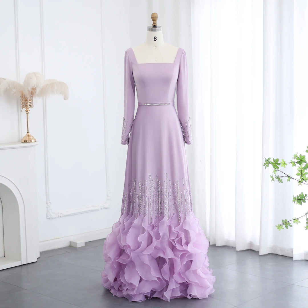 Luxury Lilac Ruffles Dubai Evening Dresses for Wedding Party Dresses SS579