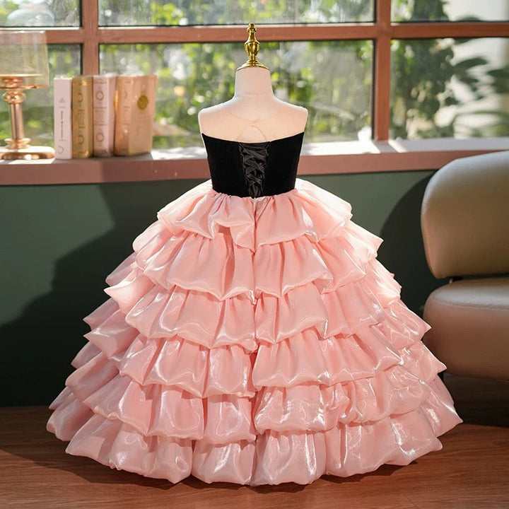 Dreamy Pink Princess Birthday Girl dress for Pageant Wedding Party J411