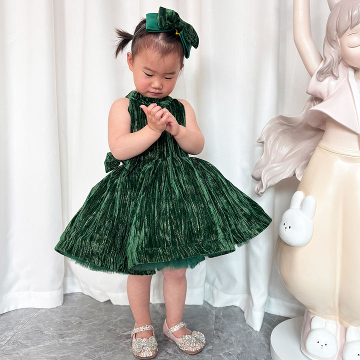 DreamyVow Green Knee Length Baby 1st Birthday Girl Dress J310