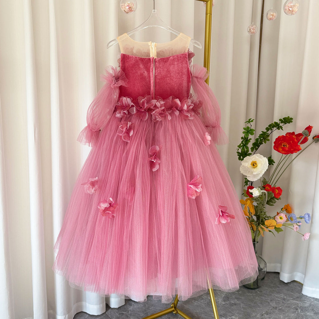 DreamyVow Pink Long Sleeve Girl Birthday Pageant Party Dress J350