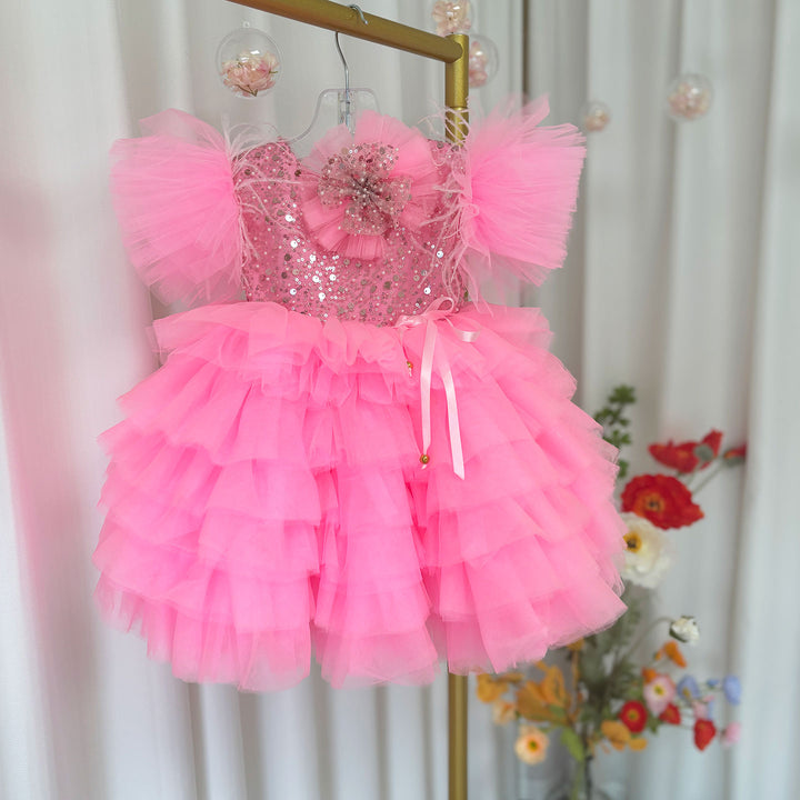 DreamyVow Floral Sequin Knee Length Baby Birthday Girl Dress J275