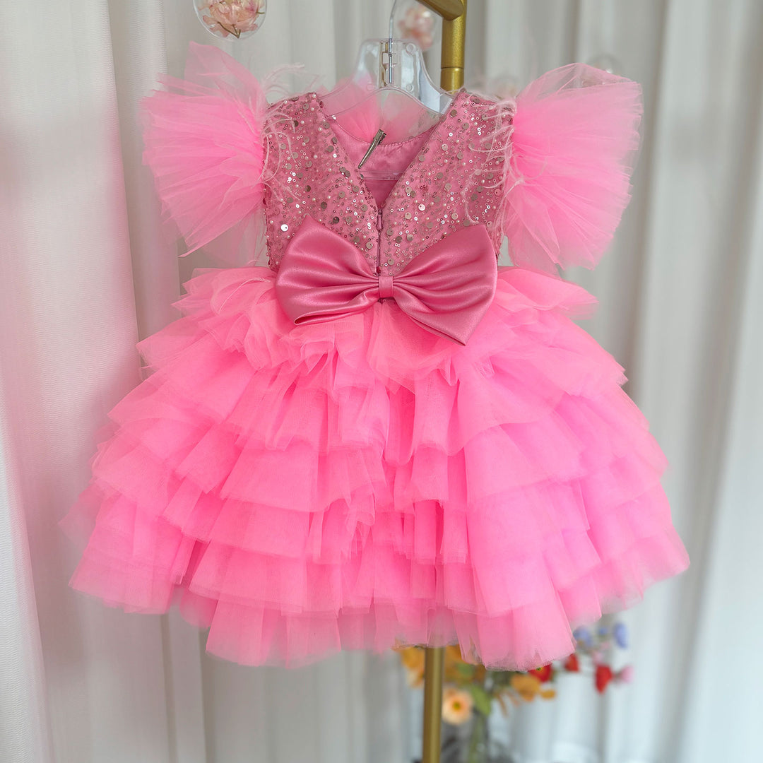 DreamyVow Floral Sequin Knee Length Baby Birthday Girl Dress J275