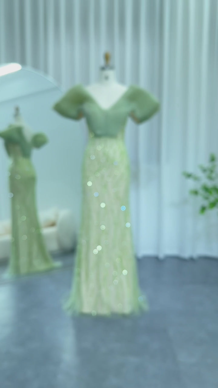 Dreamy Vow Olive Green Luxury Dubai Evening Dresses Elegant Off Shoulder Mermaid Arabic Women Wedding Formal Party Gowns SS377