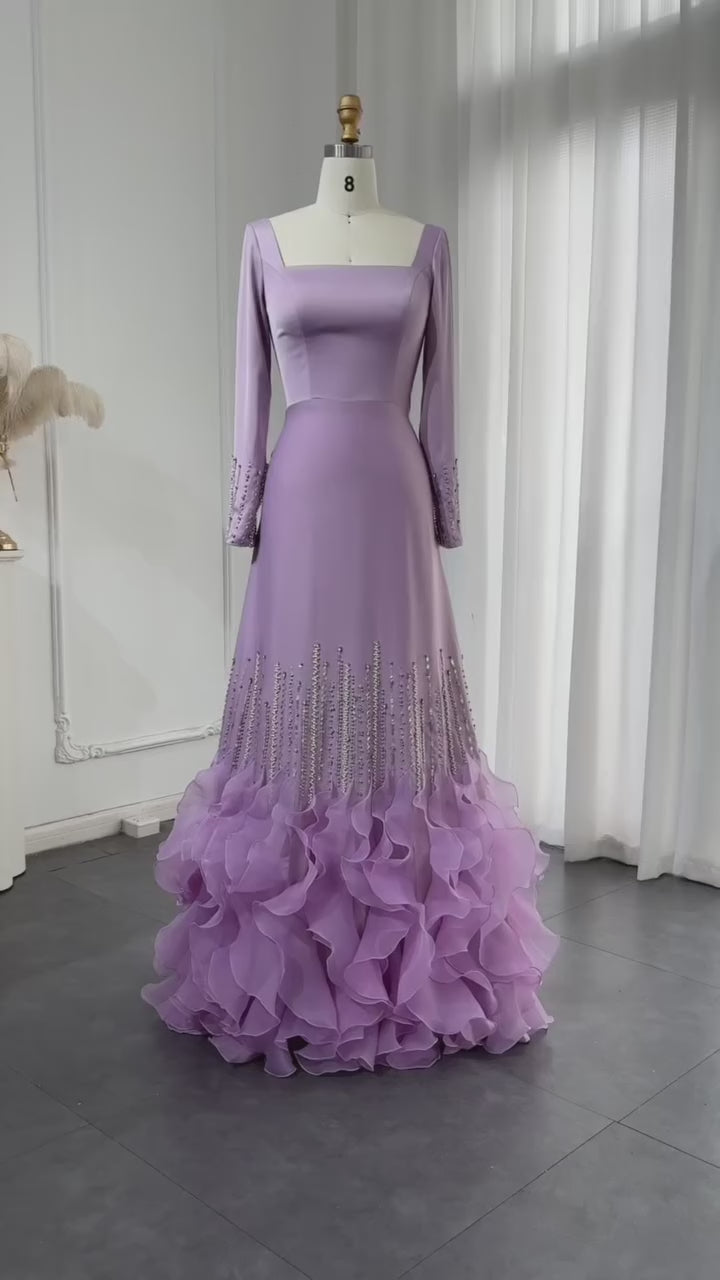 Luxury Lilac Ruffles Dubai Evening Dresses for Wedding Party Dresses SS579