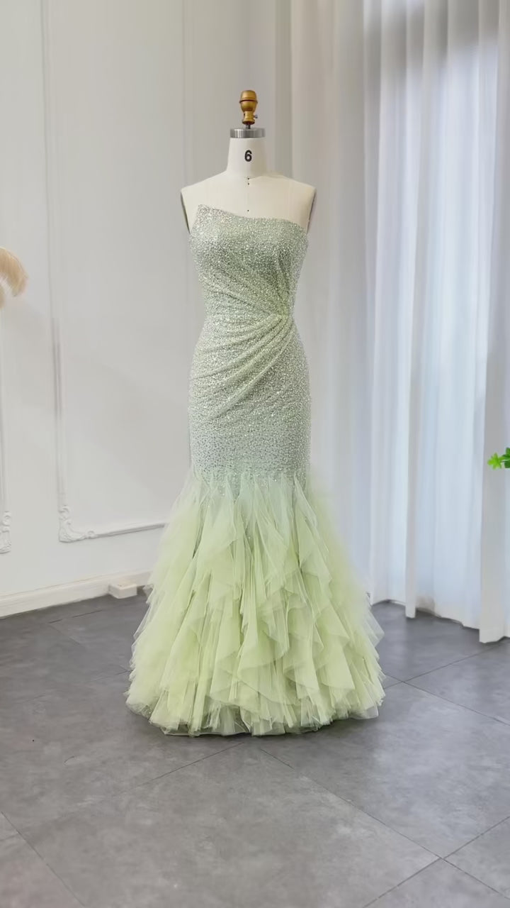 Sparkly Sage Green Mermaid Evening Dress for Wedding Party SS510