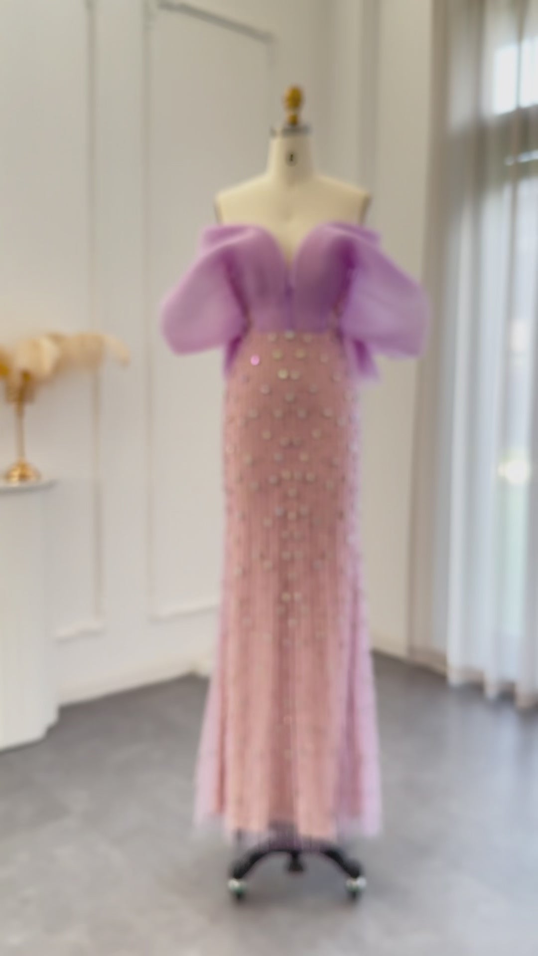 Dreamy Vow Luxury Dubai Lilac Long Evening Dress for Women Wedding Party 2023 Elegant Off Shoulder Arabic Formal Prom Gown SS327