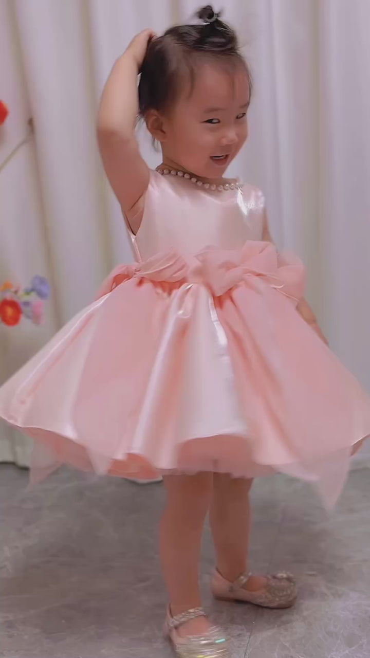 DreamyVow Sleeveless Pink Baby Pearls Princess Girl Dress J208