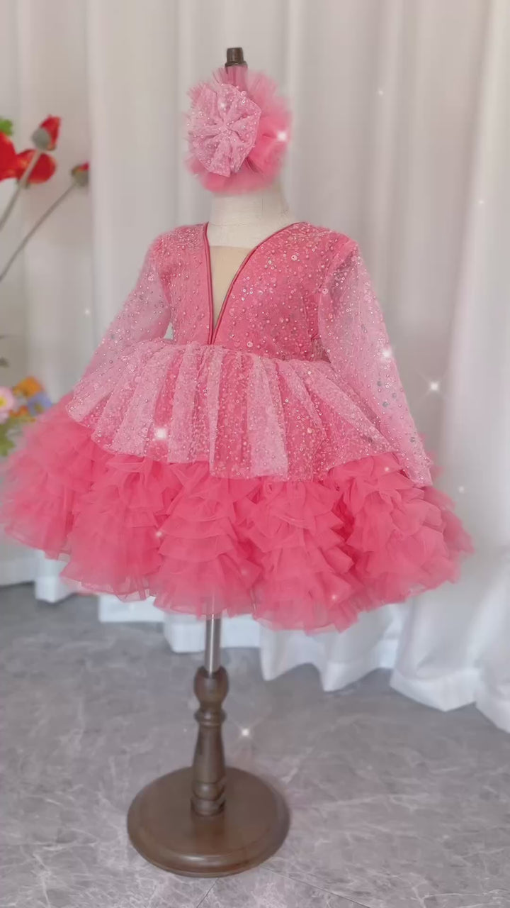 DreamyVow Luxury Girl Dress Sequined for Baby Kids Birthday Wedding Party J152