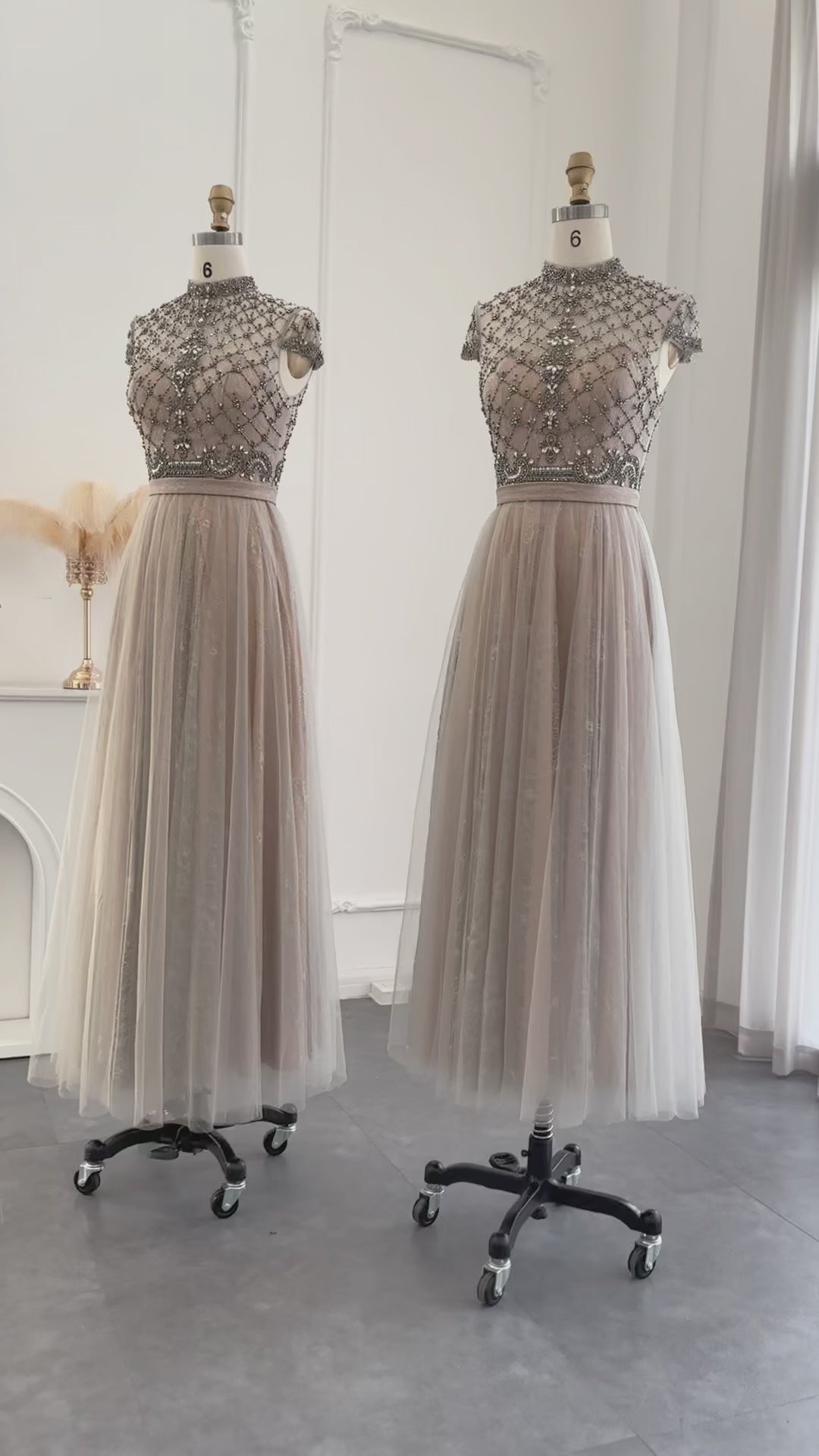 Dreamy Vow Arabic Gray Lace Short Evening Dresses Luxury Dubai Vintage Tea Length Formal Dress for Women Wedding Party SS253