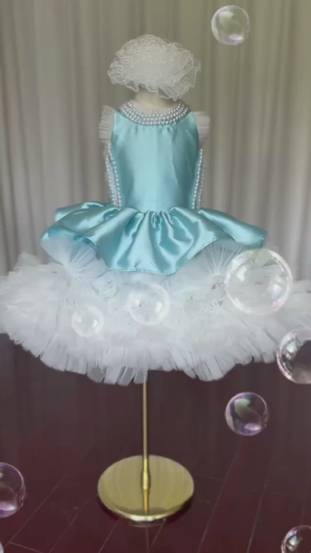 DreamyVow Luxury Sky Blue Girl Dress Pearls Baby Kids Princess Birthday Wedding Party Children Holy Communion Gown 2024 J027