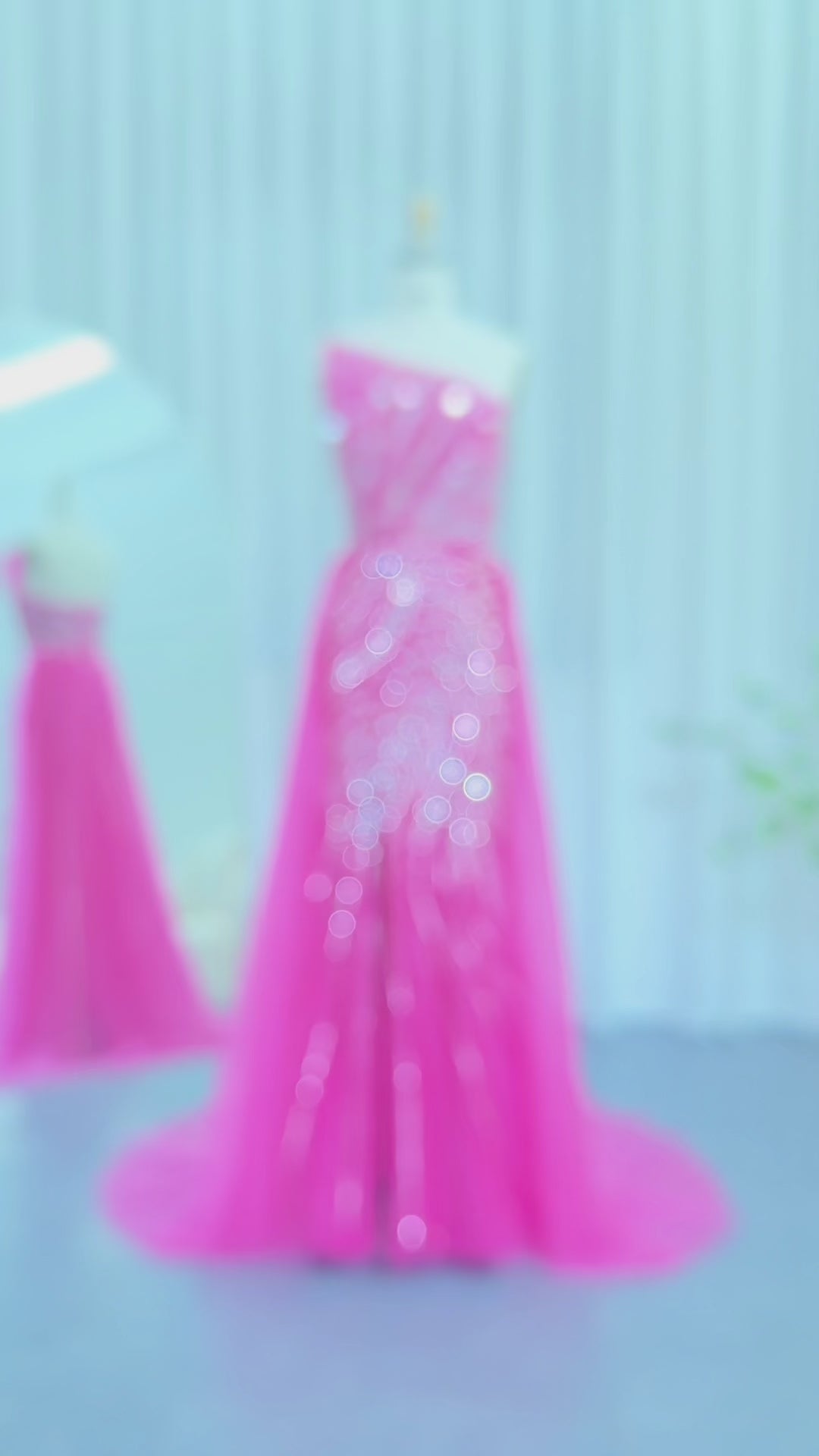 Dreamy Vow 2024 Luxury Dubai Fuchsia Evening Dress with Overskirt Scalloped High Slit Arabic Women Wedding Party Gowns SS372