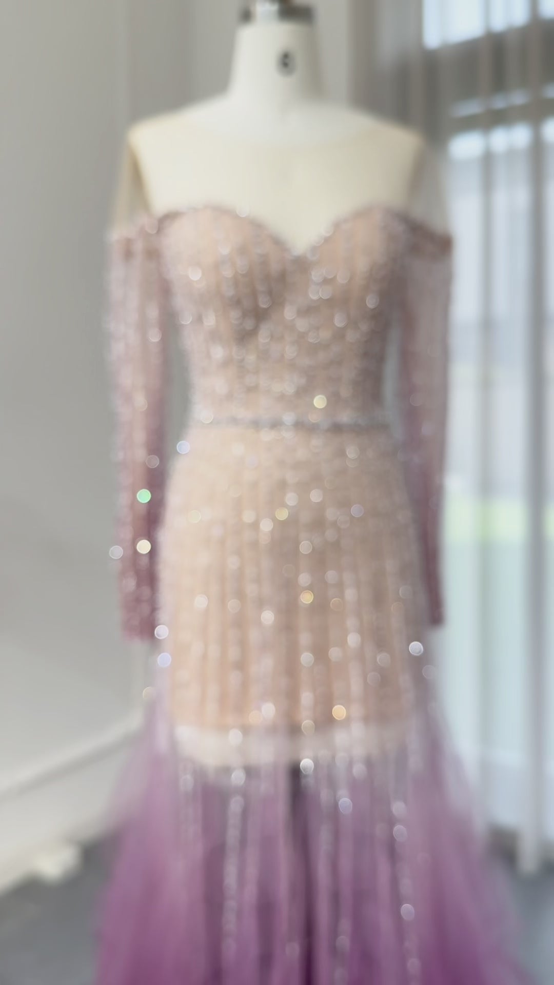 Dreamy Vow Luxury Dubai Mermaid Evening Dress for Wedding Elegant Long Sleeve See Through Arabic Formal Party Gown SS328