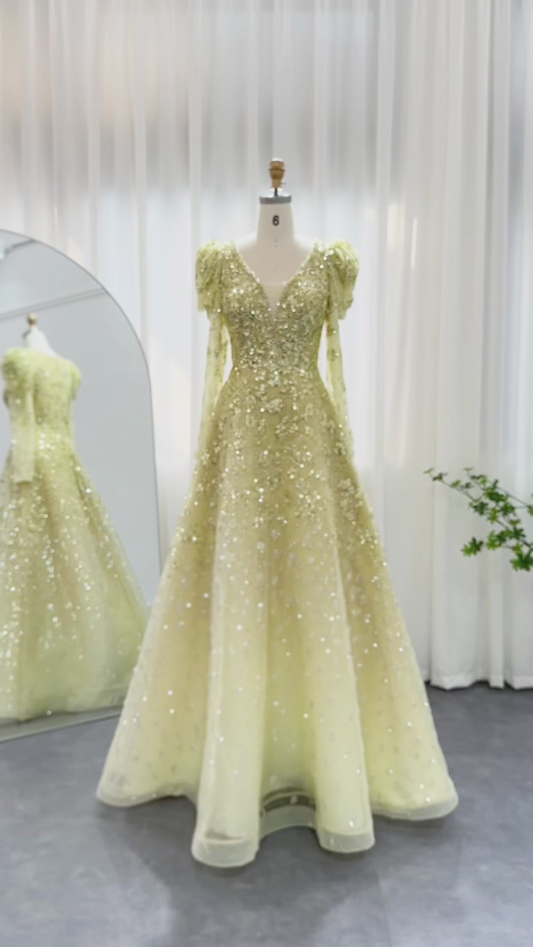 Dreamy Vow Luxury Dubai Yellow Arabic Evening Dress 2023 Elegant Long Sleeve Blue Muslim Women Wedding Formal Party Gowns SS291