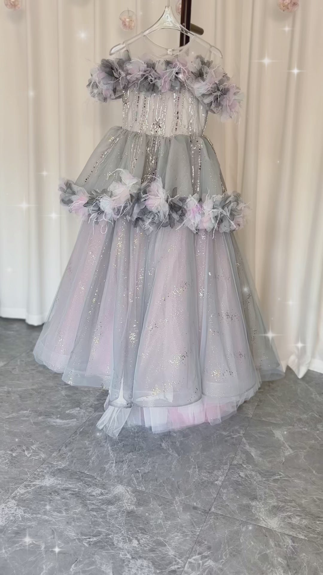 DreamyVow Luxury Lilac Flower Girl Dress Arabic Princess Kids Floor Length J083