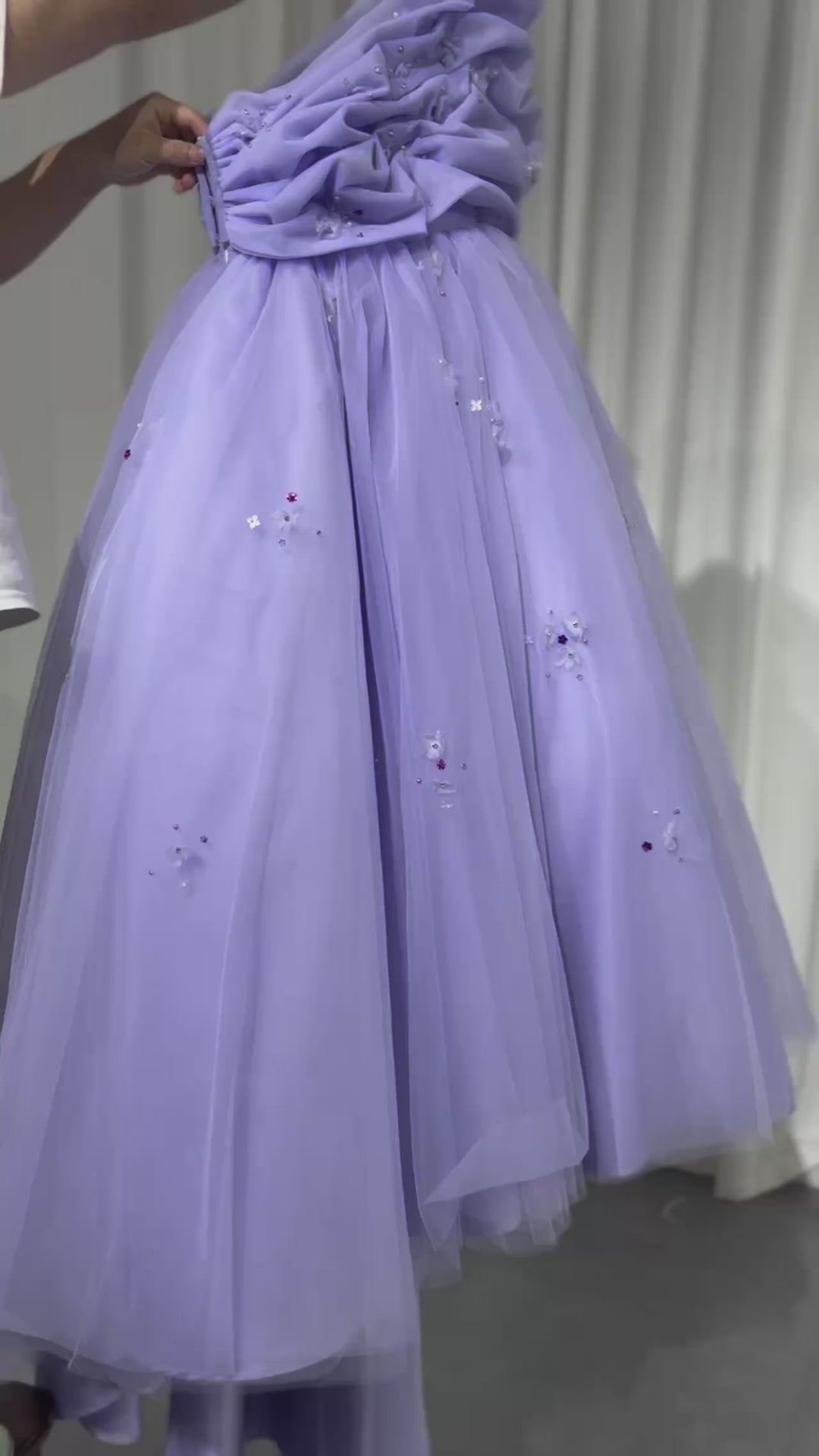 Dreamy Vow Luxury Lilac Dubai Girl Dress Handmade Flowers Arabic Princess Kids Wedding Birthday Party First Communion Gown J393