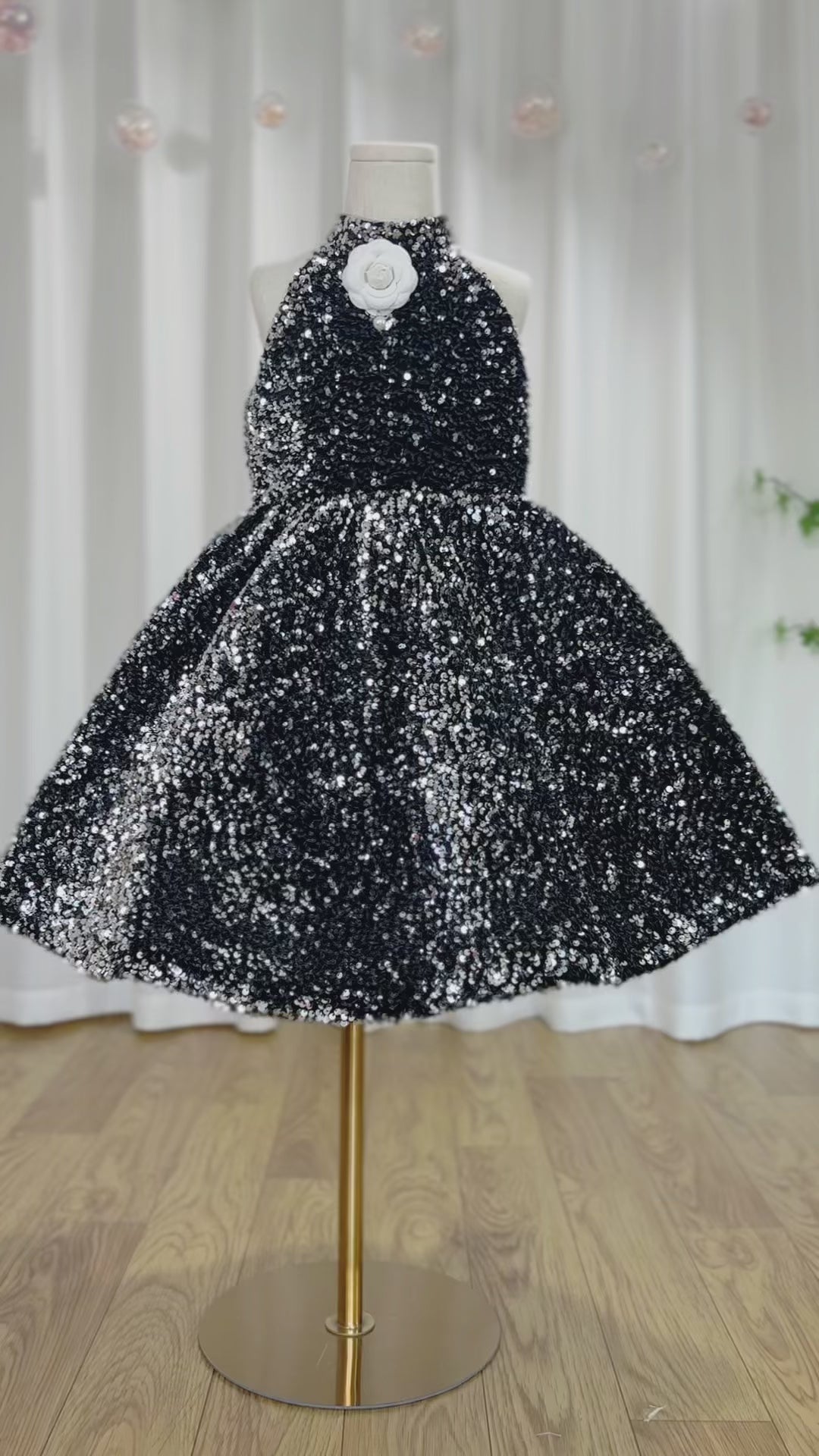 DreamyVow Sparkly Black Princess Girl Dress for Birthday Holiday Party J036