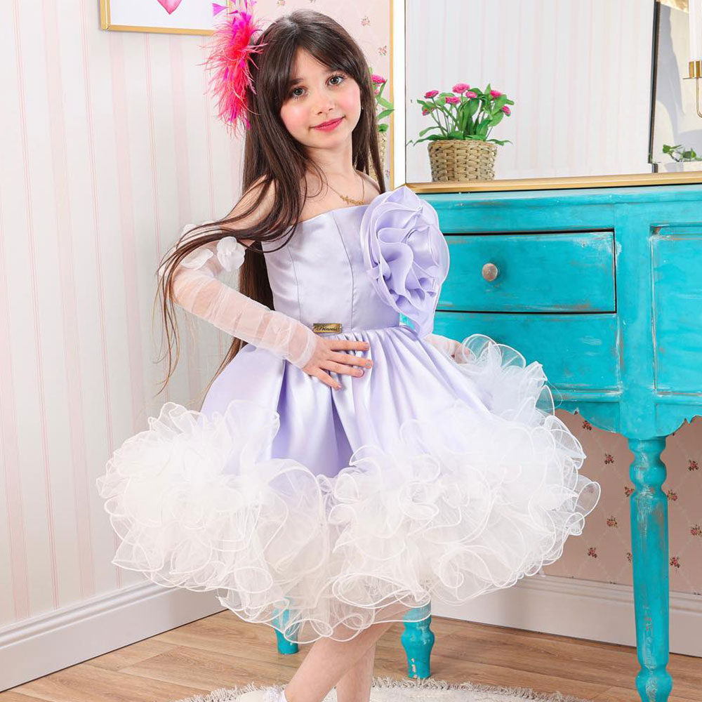 DreamyVow Lilac Girl Dress Handmade Flowers for Kids Birthday Wedding Party J273