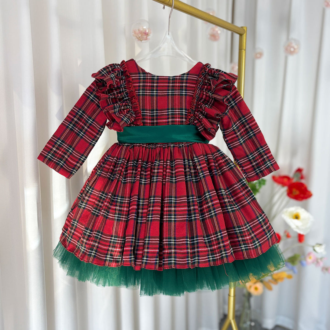 DreamyVow Red Long Sleeve Christmas Girl Dress Birthday Ball Gown J278